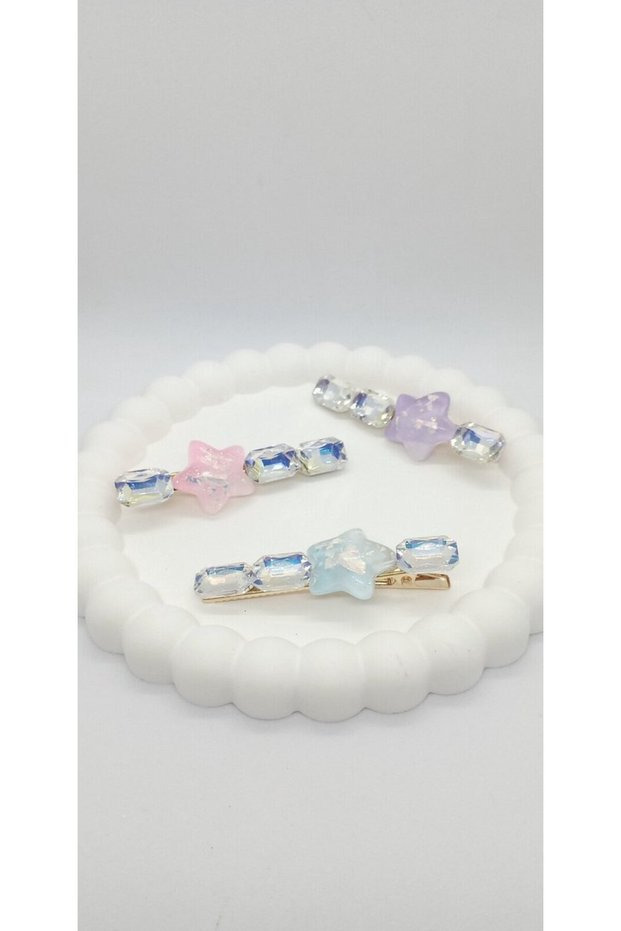 Baguette stone colored star hairpin set