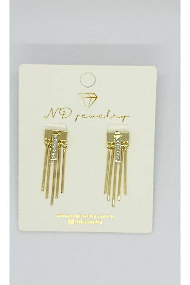 Hanging Chain Detailed Earrings – Golden Shine