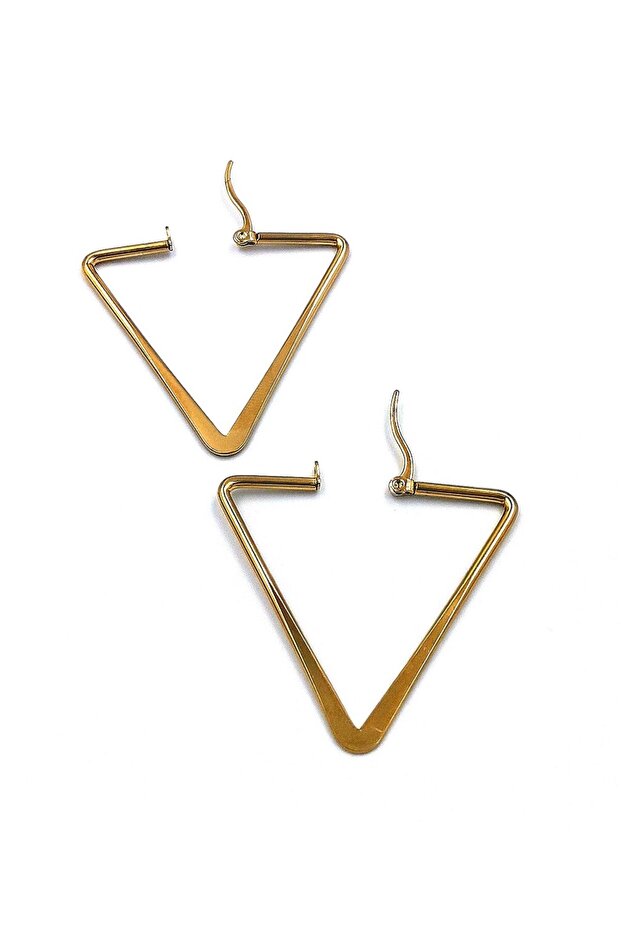 316 l steel gold color triangle shaped earrings diameter 4 cm