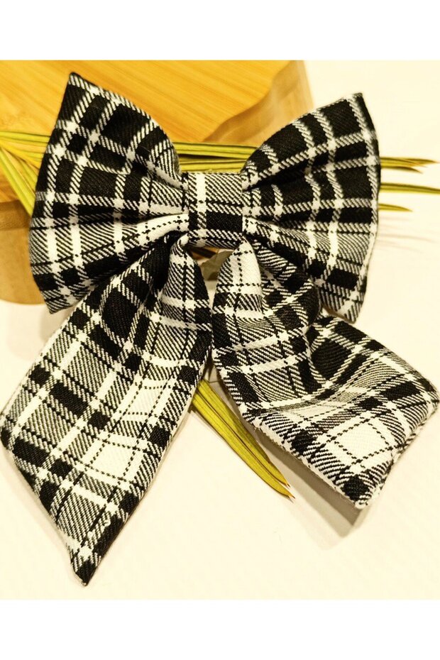 Luxury Plaid Patterned Flashy Bow Clip Buckle
