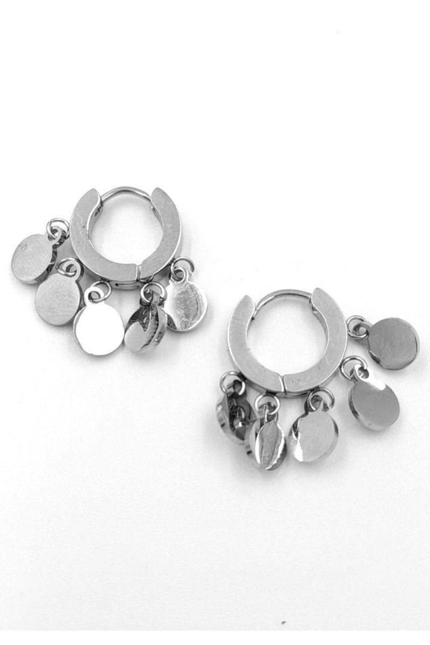 Silver Color Figured Steel Earrings