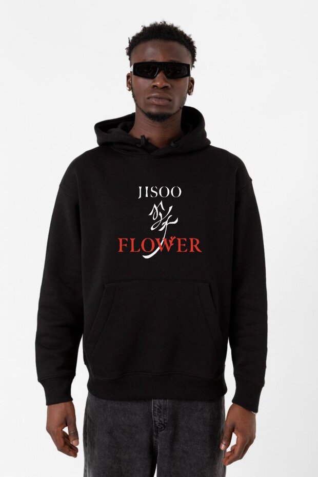 Jisoo Flower Black Men's 3Ip Hooded Sweatshirt