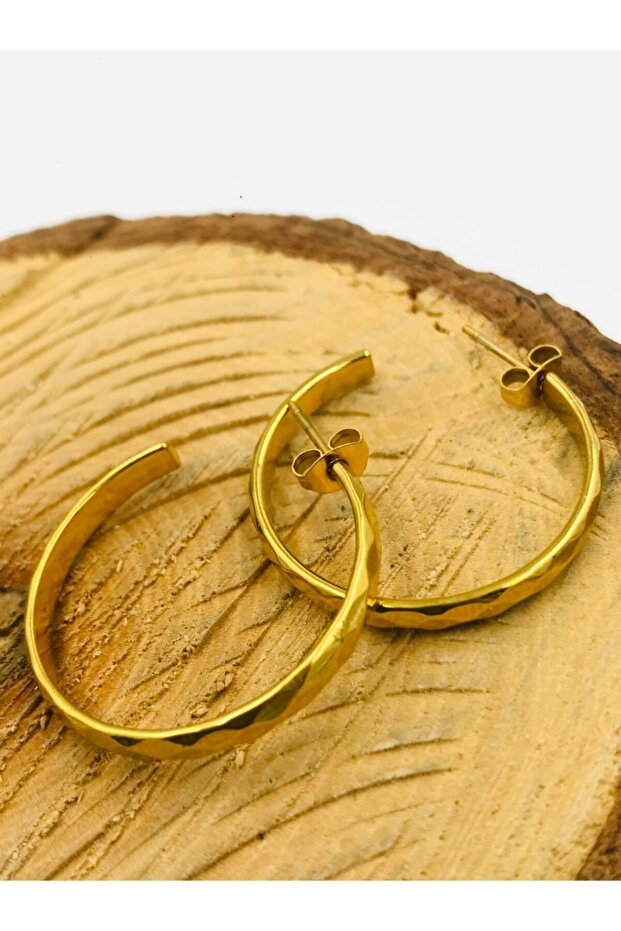 Gold Color Figured Steel Earrings