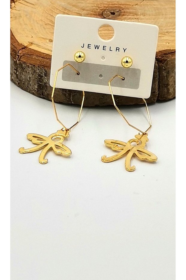 Gold Yellow Figured Four-Piece Anti-Tarnish Luxury Earrings