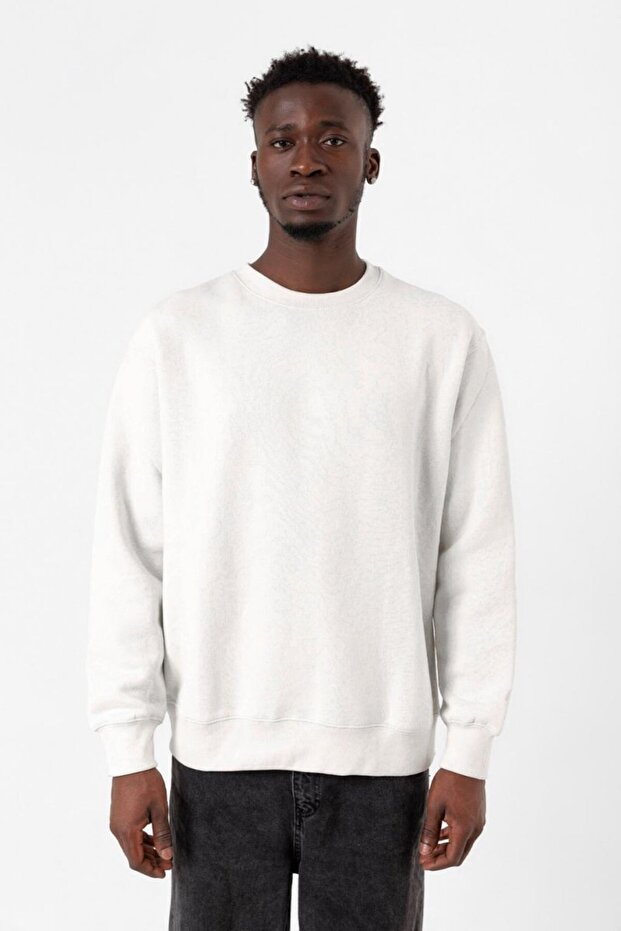 White Men's Basic Sweatshirt - 1