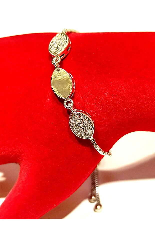 Silver Color Luxurious Figured Ornate Adjustable Bracelet