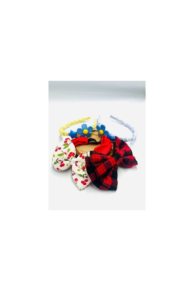 Colorful Patterned Crown Hair Clip Bandana Set