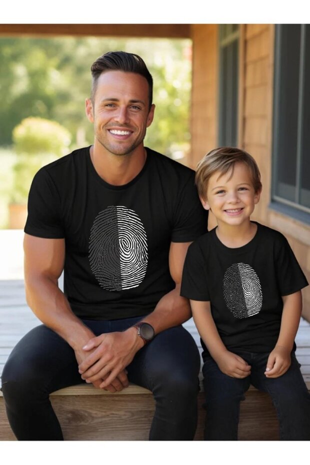 Black and White Fingerprint Father, Son, Daughter. PRICE IS FOR ONE ITEM ONLY. TO CREATE A COMBINATION, ADD AT LEAST 2 ITEMS TO YOUR CART.