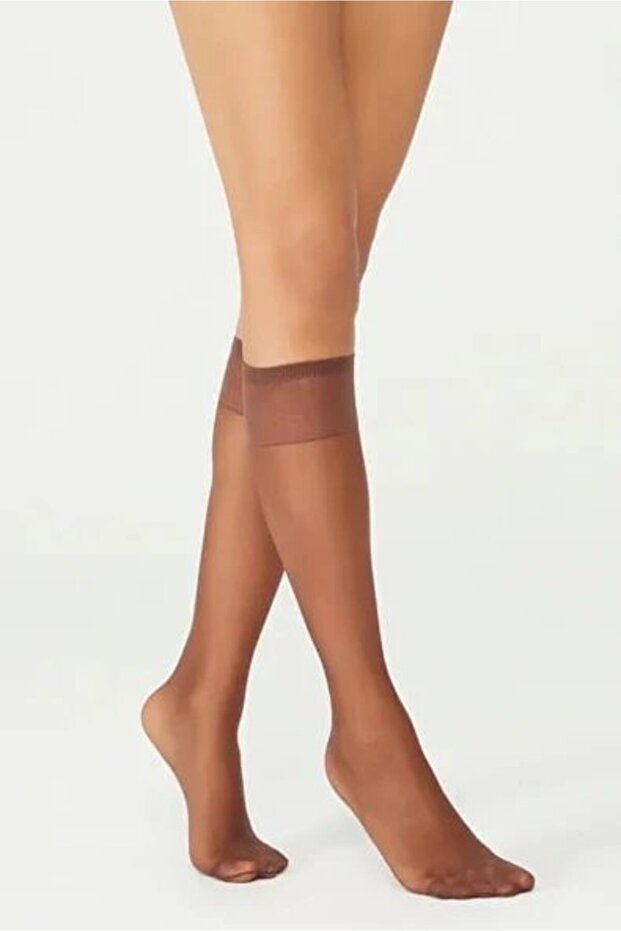 Flashy Bronze Color Shiny Thin Below-Knee Socks