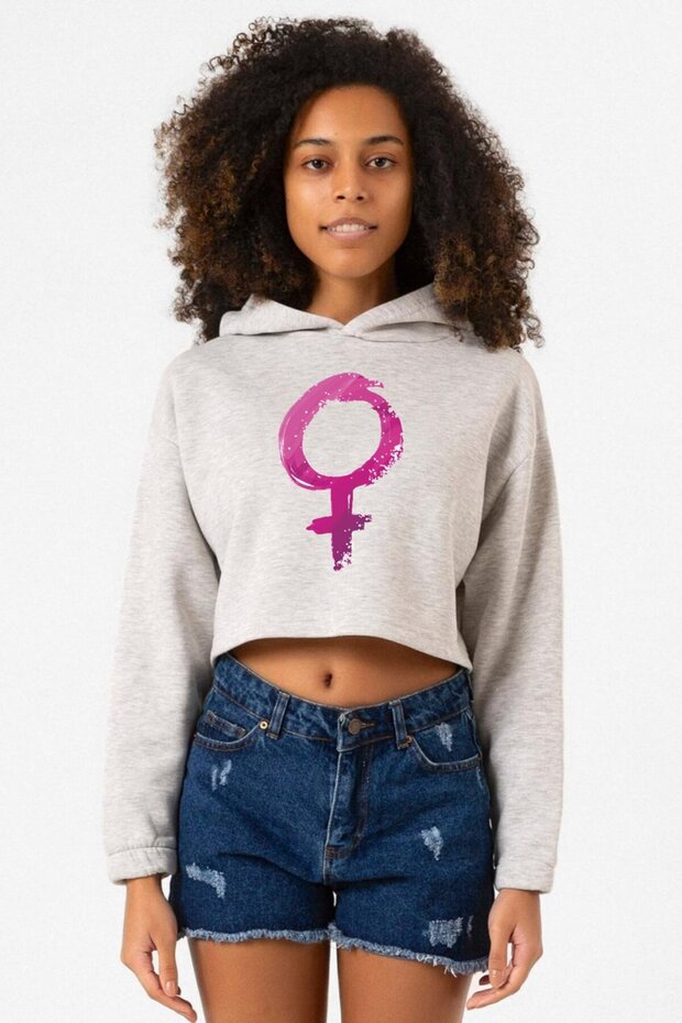 Purple Venus Symbol Grimelanj Women's Crop Hoodie