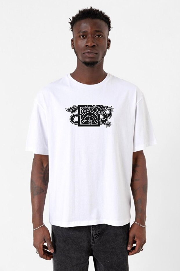The Wheel Of Time Dragon Minimal White Men's Oversize T-shirt