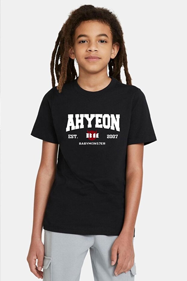 Ahyeon Babymonster Est Black Kids Tshirt