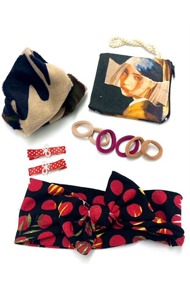 Colorful Patterned Crown Buckle Bandana Set