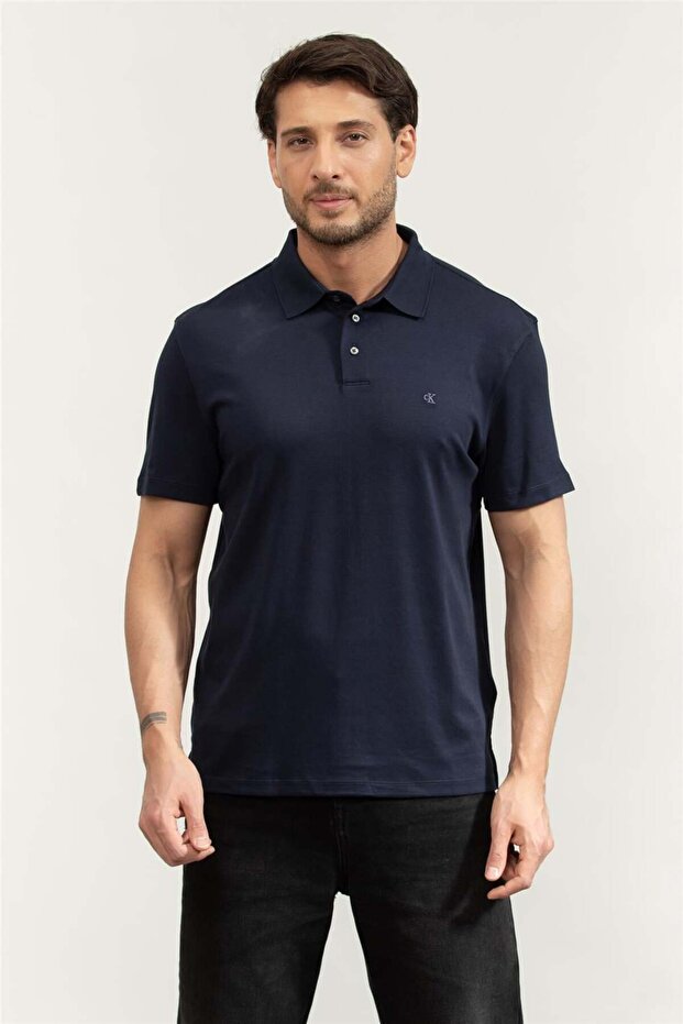 Ss Supima Chest Emb Men's Polo Neck T-Shirt Navy Blue