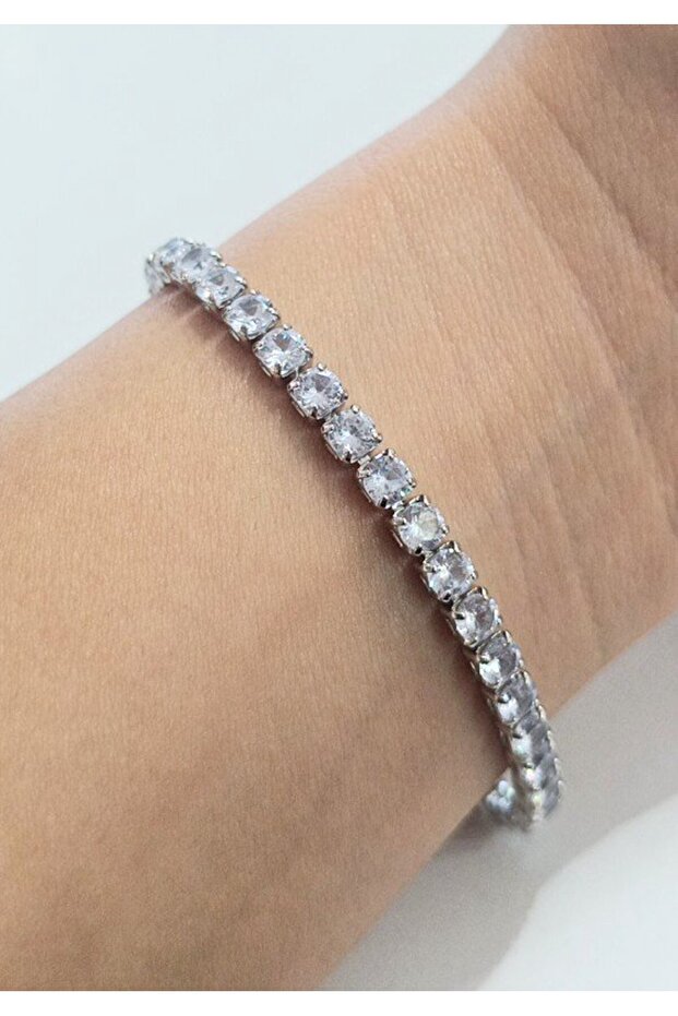 Luxury Showy Stone Silver Color Bracelet