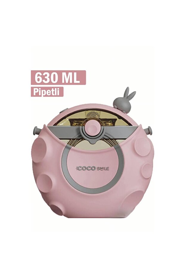 Cocosmile 630ml Tritant Shush Case Children's Water Bottle with Straw Pink