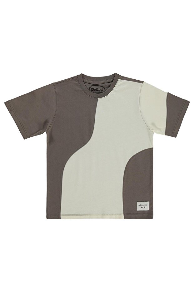 Pieced T-Shirt for 10-13 Years Old - Brown