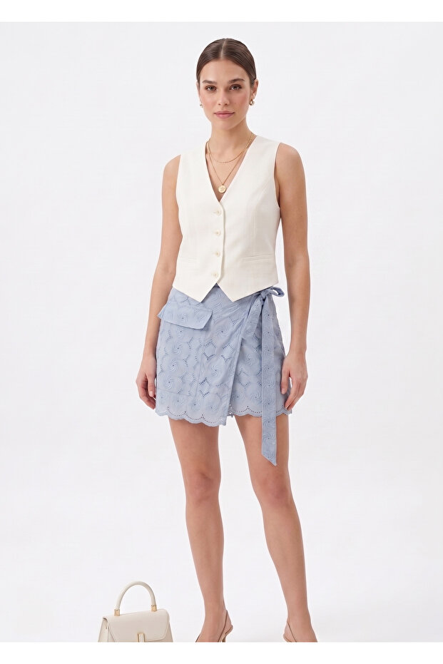Women's Waist Tie Brode Skirt