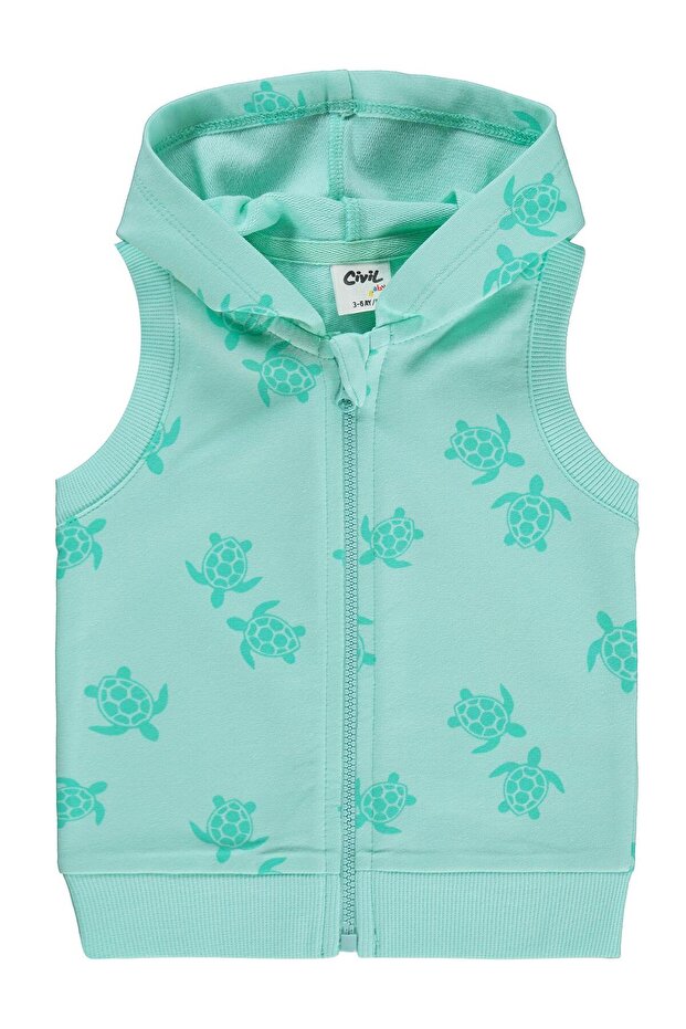 Turtle Print 3-18 Months Vest - Green