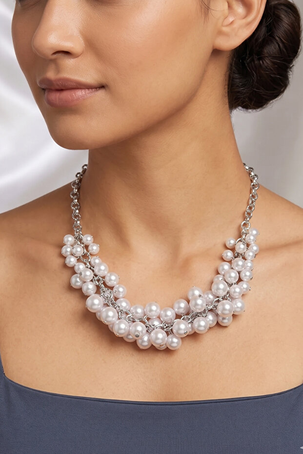 Salkim Multi-Ball Pearl Beads Necklace