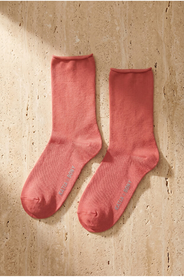 Women's rose color elastic free modal fabric thin socket socks