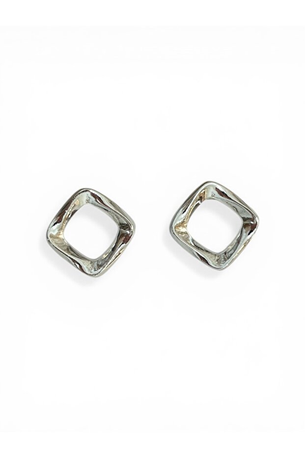 Silver Color Square Earrings