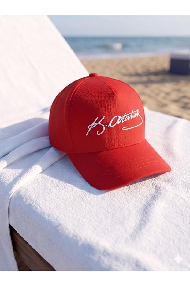 Eck Textile Unisex Red Ataturk Embroidered Hat