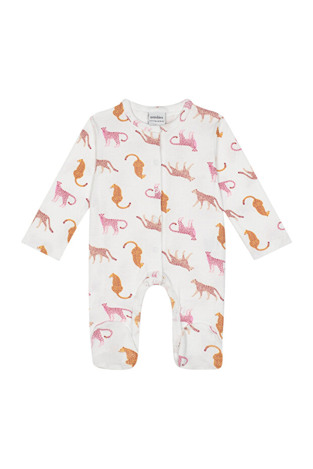 White Pink Long Sleeve Baby Girl Romper with Booties