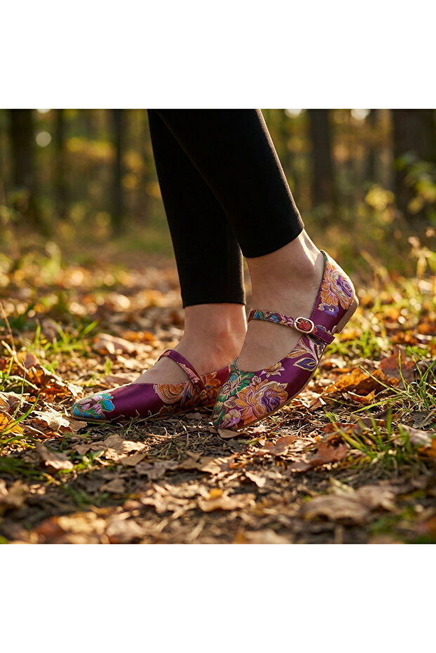 Valley Ethnic Pattern Ballet Flats - 1