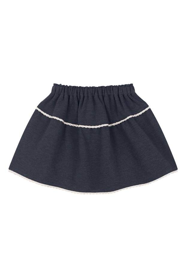 Gray Lace Detailed Girls' Skirt with Elastic Waist