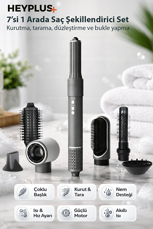 Hair Styling Set 7-in-1 Airwrap Ionic Hair Dryer and Curling Iron