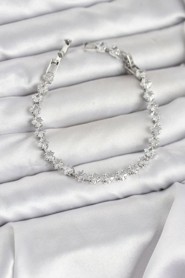 Square Zircon Stone Silver Color Brass Waterway Women's Bracelet - Tj-Bb8325