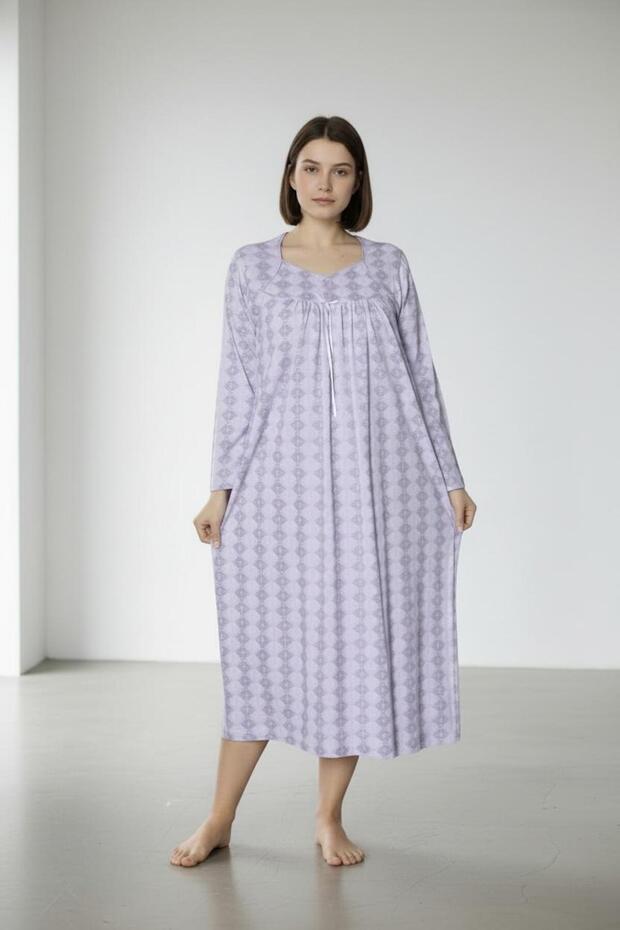 Long Sleeve 100% Cotton Combed Throw Plus Size Mother's Nightgown, Hospital, Pregnant and Maternity Nightgown