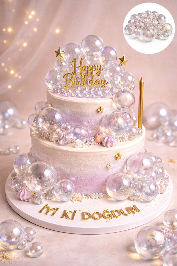 Ert-top-105 crystal transparent cake topper balls 12 pieces