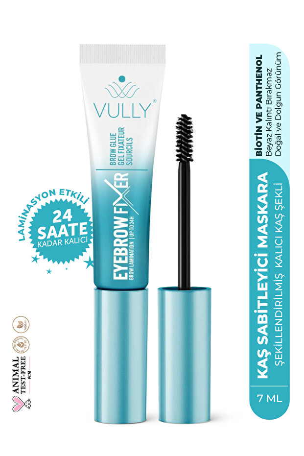 VULLY Brow Fixer 7 ml – Şeffaf Kaş Sabitleyici Maskara, 24H Laminasyon Etkisi, Biotin & Panthenol