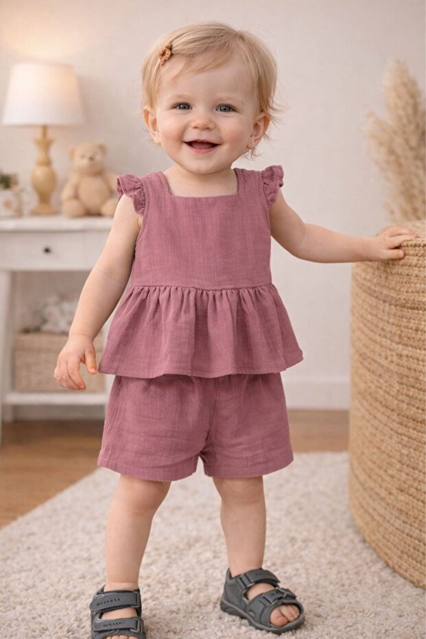 100% Cotton Muslin Girl's Suit
