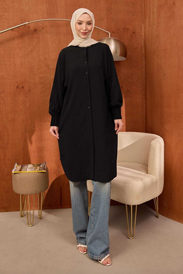 Linda Tunic with Black Sleeves Ribbed