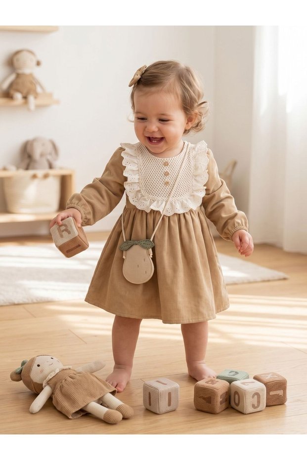 Cotton Baby Girl Dress with Bag