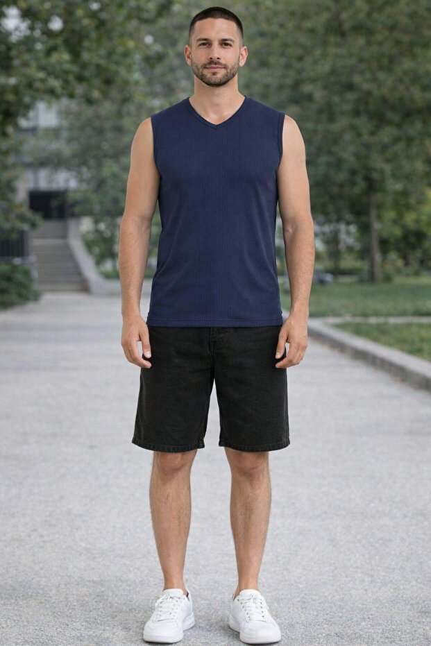Ribbed v-neck tank top