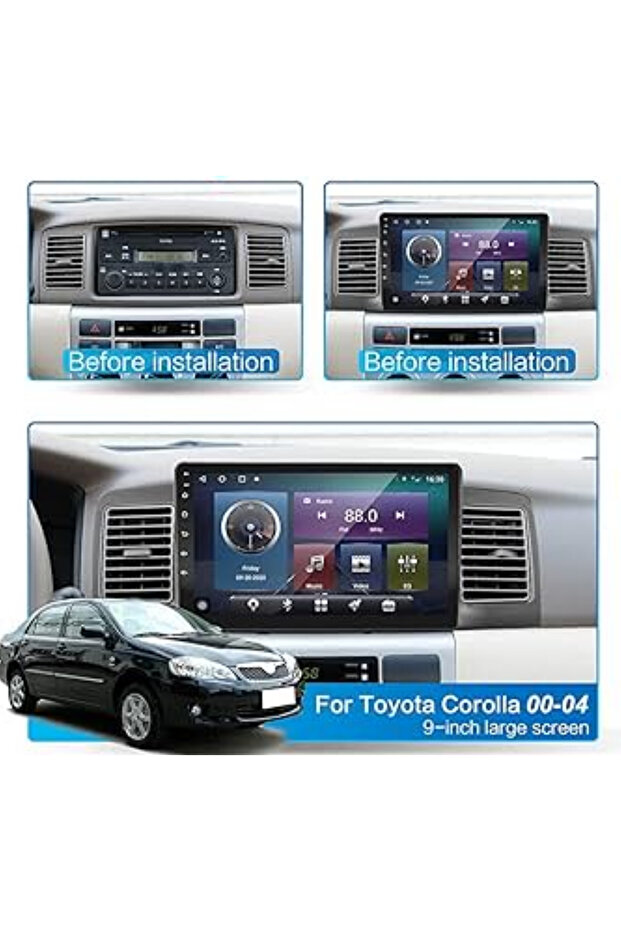 شاشة سيارة أندرويد لكورولا 2003-2006 مع Apple CarPlay وAndroid Auto وكاميرا خلفية - 4