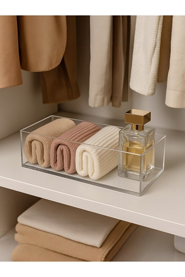 2-Piece Transparent Makeup Organizer with Drawer Compartments, Storage Box, Bathroom & Cosmetic Stand
