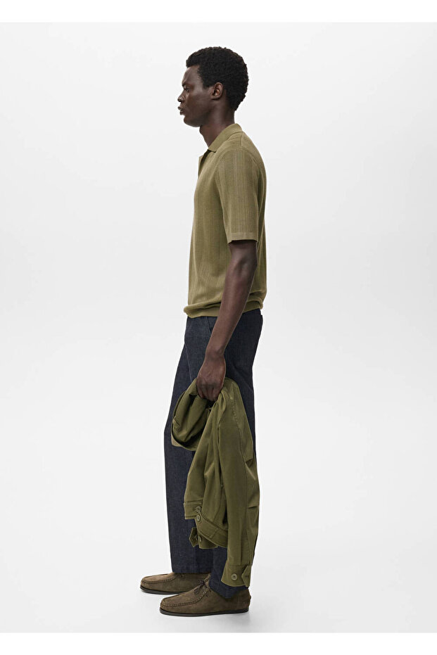 Geripptes Strick-Poloshirt - 7