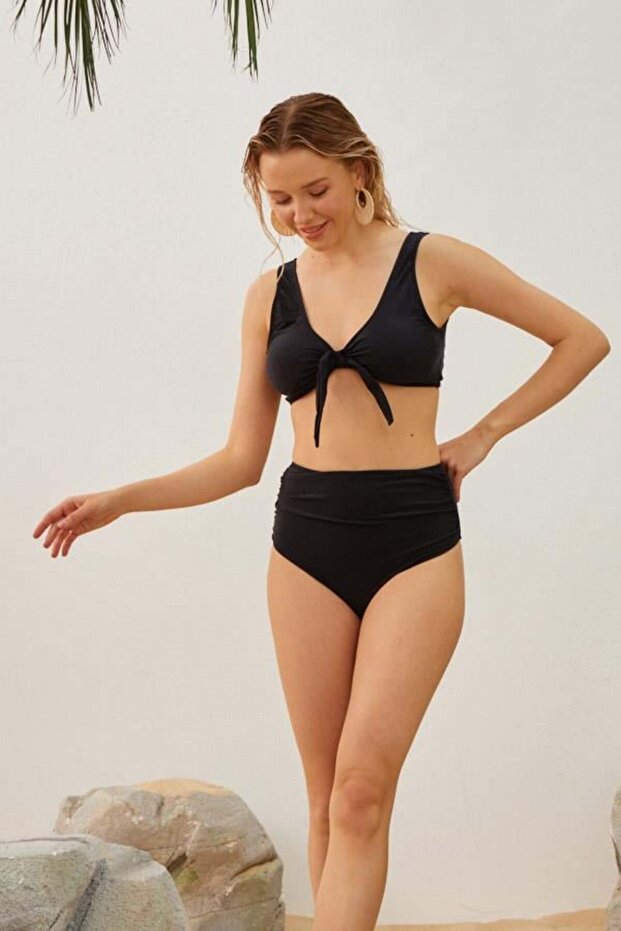 Recovery High Waist Bow Bikini Set Black