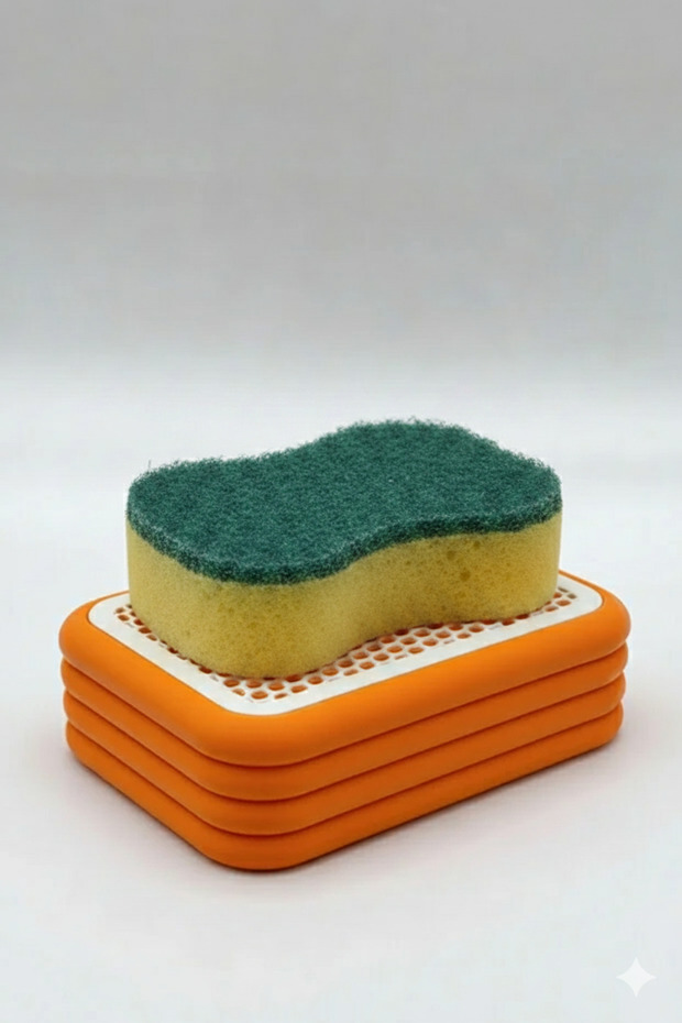 حامل صابون صلب من البلاستيك، حامل صابون للحمام، حامل صابون عملي للحوض - حامل إسفنج للمطبخ - حامل إسفنج