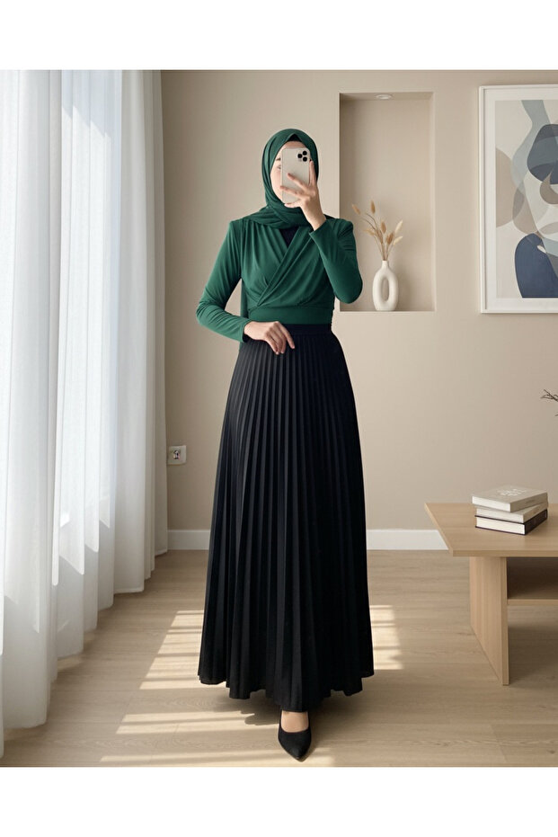 Padded Double-Breasted Model Sandy Blouse -Emerald