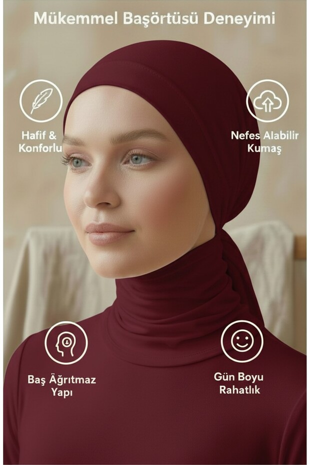 بونيه مخيط من الأمام مع أربطة - قماش فيسكوز - بونيه داخلي مريح