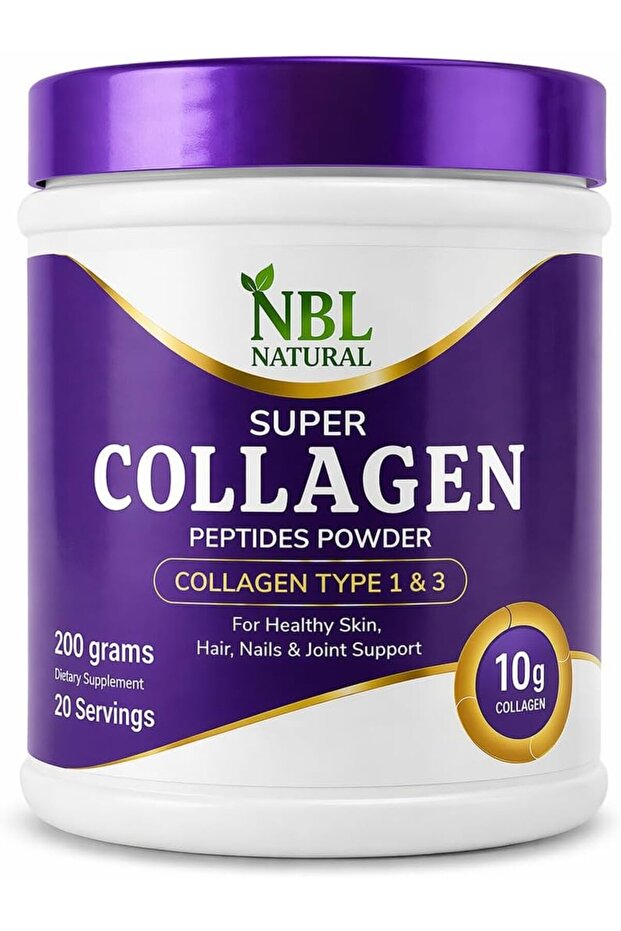 Super Collagen Peptides Powder Unflavored 200 grams, Hair, Nails & Joint Support