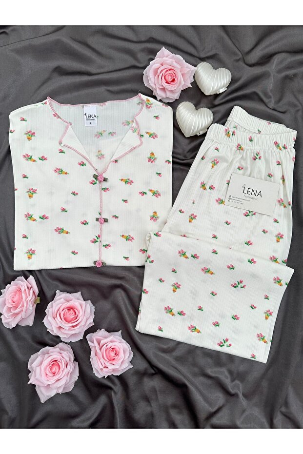 Women's Oslo Fabric Short Sleeve Patterned Pajama Set