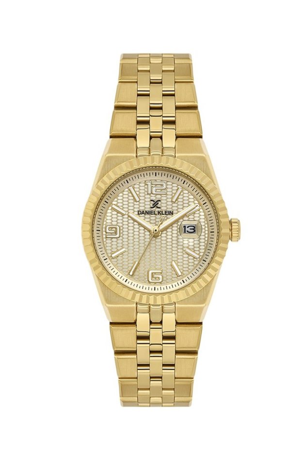Dk.13.10123-3 Curved Calendar Steel Plated Gold Color Women's Wristwatch