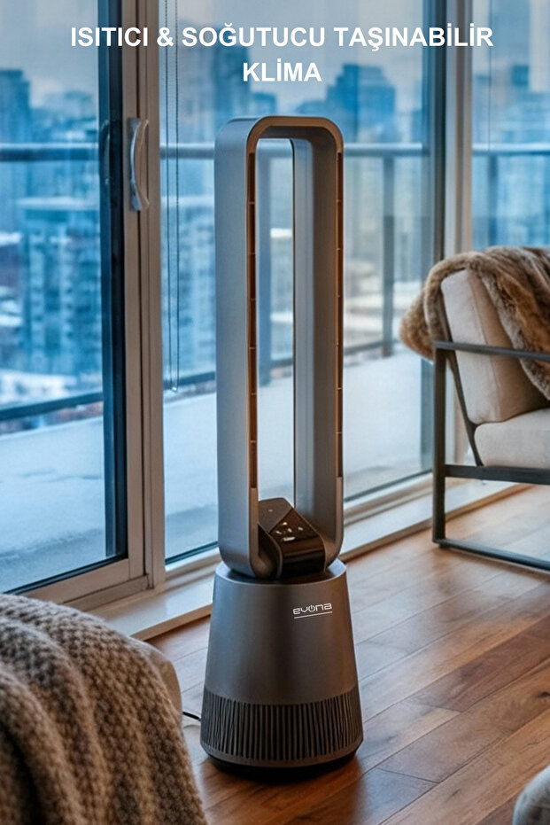 evona AuraHeat Elektronik Fanlı Isıtıcı & Soğutucu Klima, Taşınabilir,Uzaktan Kumanda, Sessiz Güç